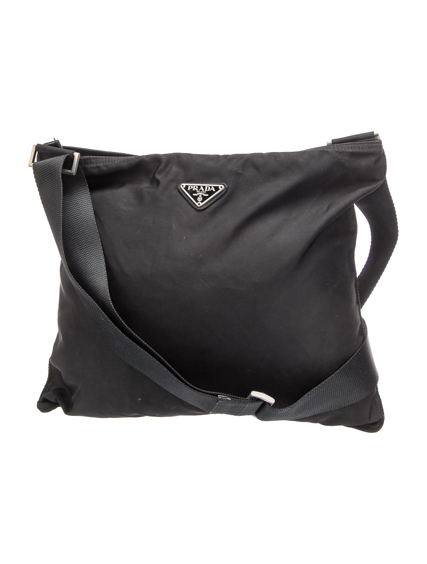Prada Vintage Vela Flat Messenger Bag Black Crossbody Bags, Handbags PRA889088 The RealReal
