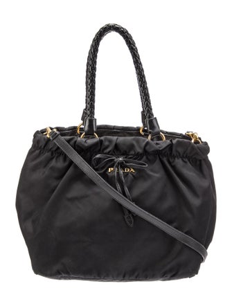 Prada Soft Calf-Trimmed Tessuto Tote
