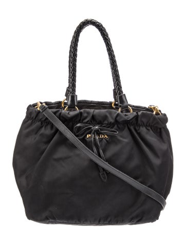 Prada Totes Soft Calf-Trimmed Tessuto Tote