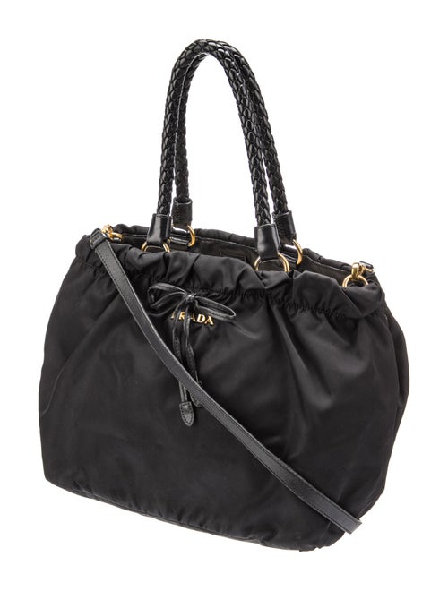 Prada Soft Calf-Trimmed Tessuto Tote
