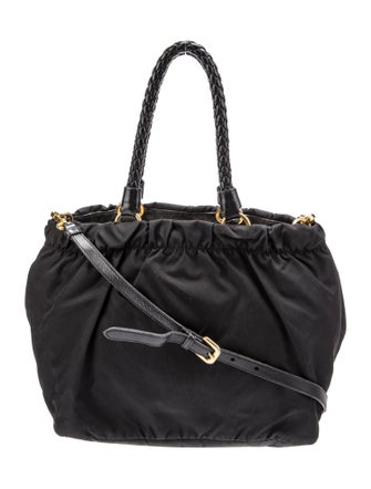 Prada Soft Calf-Trimmed Tessuto Tote