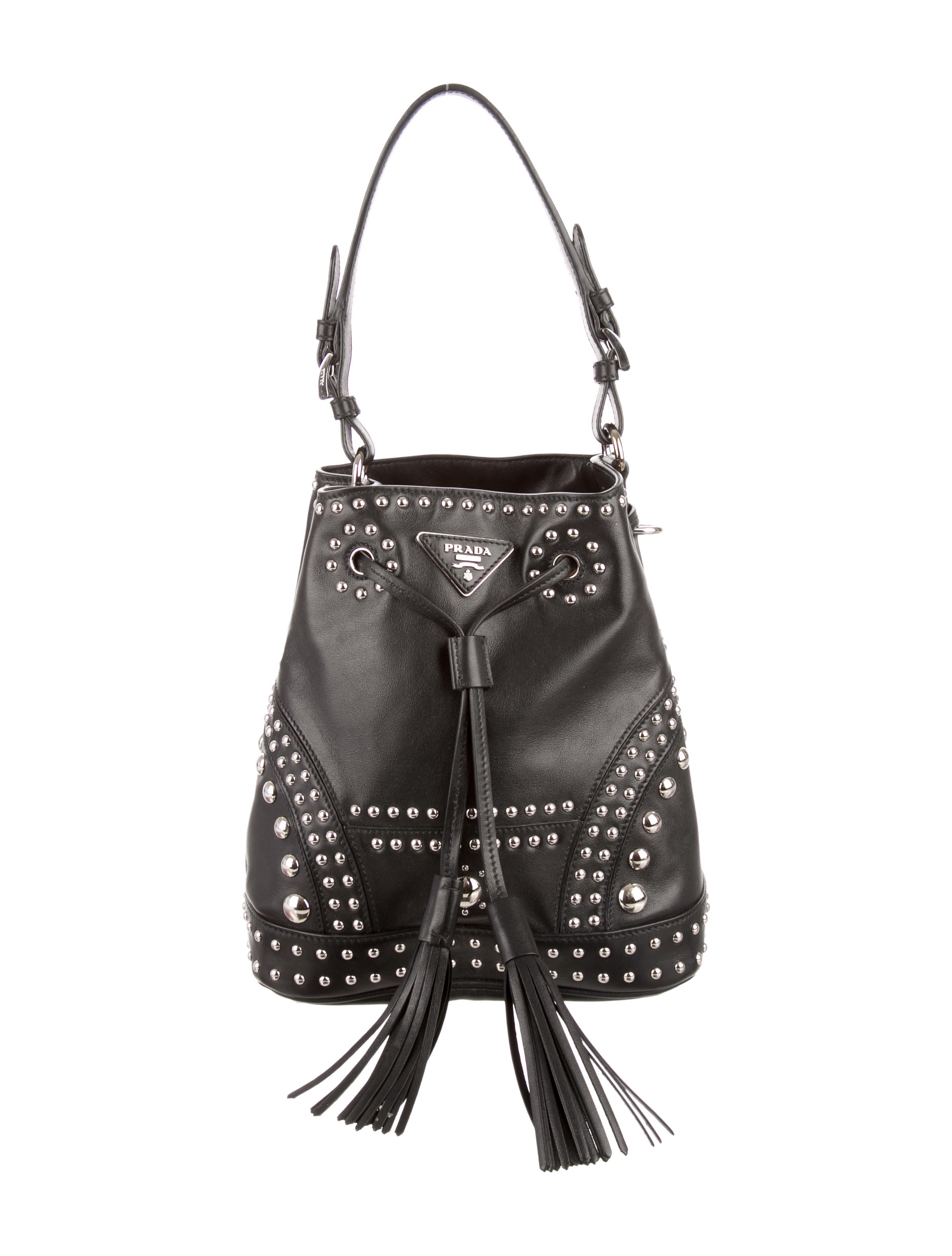 Prada Small Studded Bucket Bag Handbags PRA92361 The RealReal