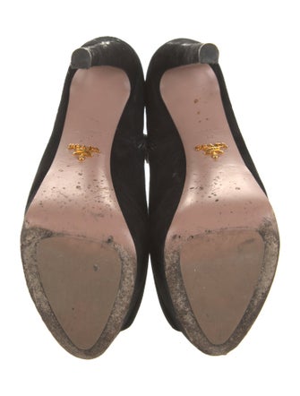 Prada Suede Keyhole Accent Pumps