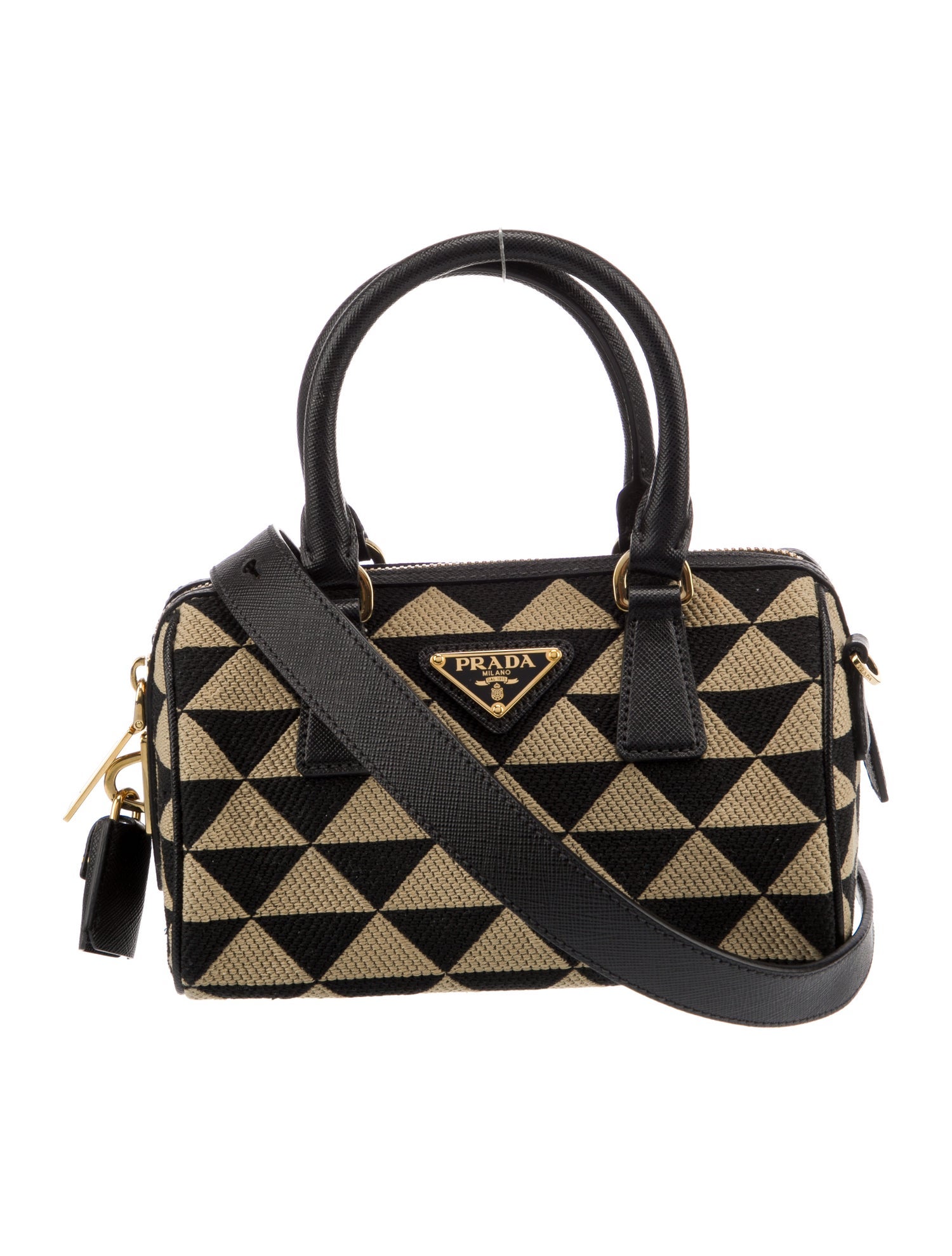 Prada Mini Symbole Triangolo Jacquard Top Hanlde Bag - Neutrals