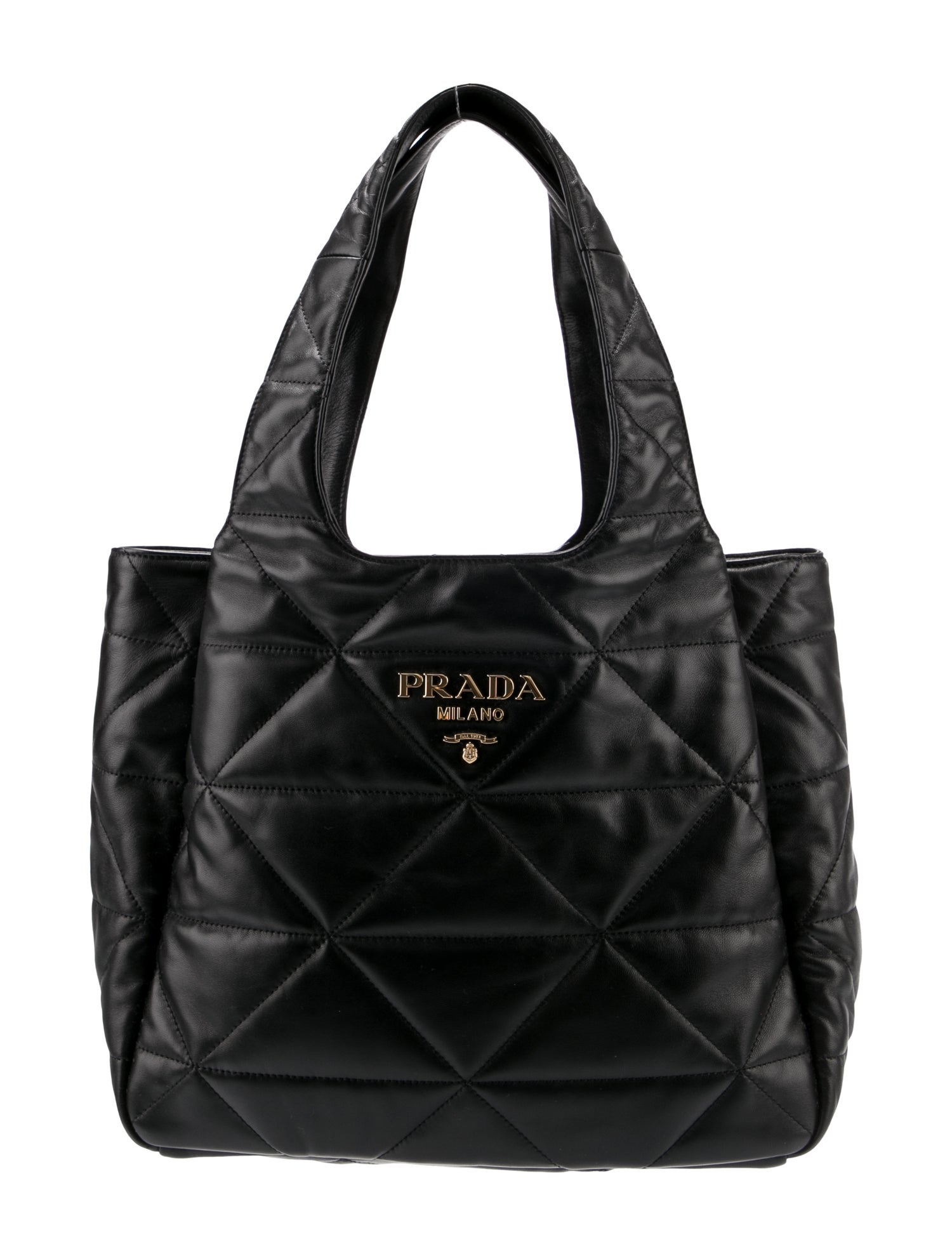 Prada Nappa Quillted Dynamique Open Tote Black Shoulder Bags