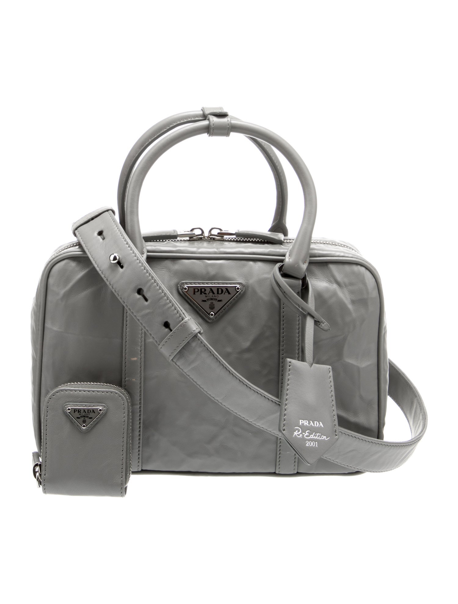 Prada Medium Nappa Antique Re-Edition 2001 - Grey Handle Bags
