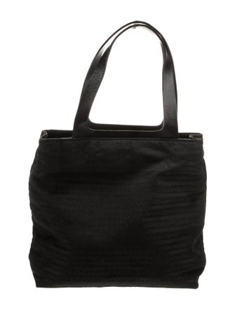 Prada Leather-Trimmed Canvas Tote