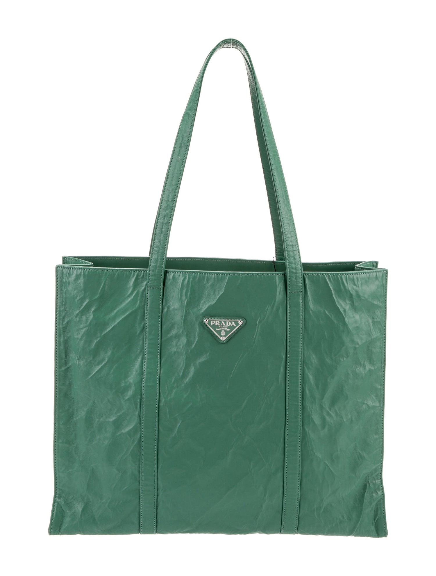 Prada Large Nappa Antique Shopping Tote - Green Totes