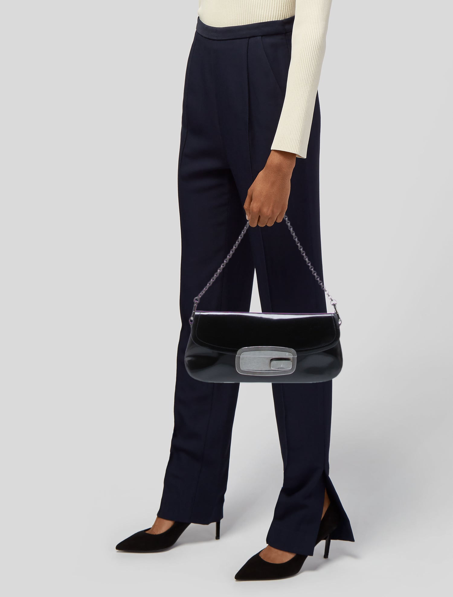 Prada Spazzolato Mirror Chain Bag - Black Shoulder Bags, Handbags
