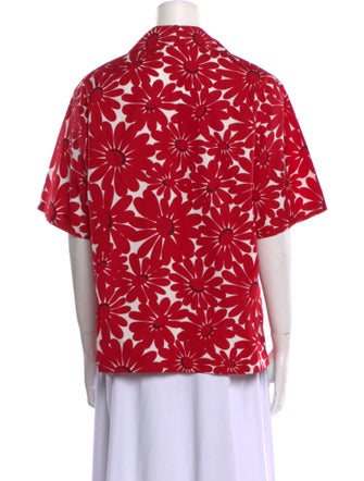 Prada Printed Short Sleeve Button-Up Top