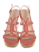 Prada Patent Leather Colorblock Pattern T-Strap Sandals