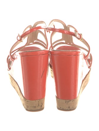 Prada Patent Leather Colorblock Pattern T-Strap Sandals