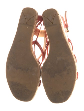 Prada Patent Leather Colorblock Pattern T-Strap Sandals