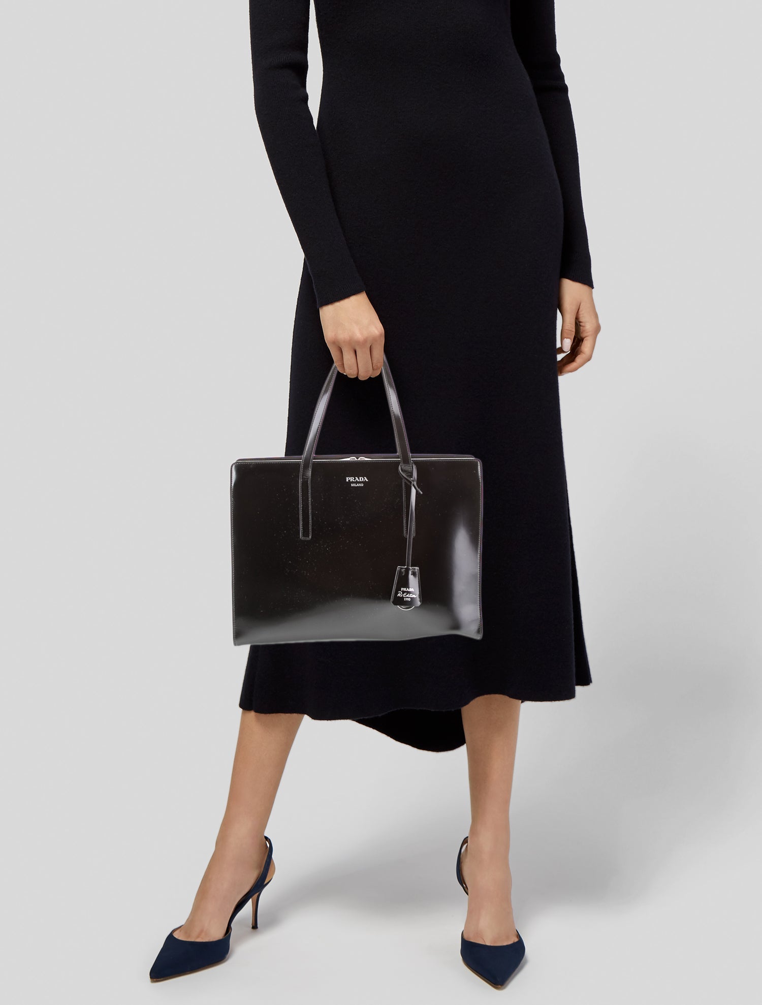 Prada Re-edition 1995 Spazzolato Tote Bag - Black Totes, Handbags