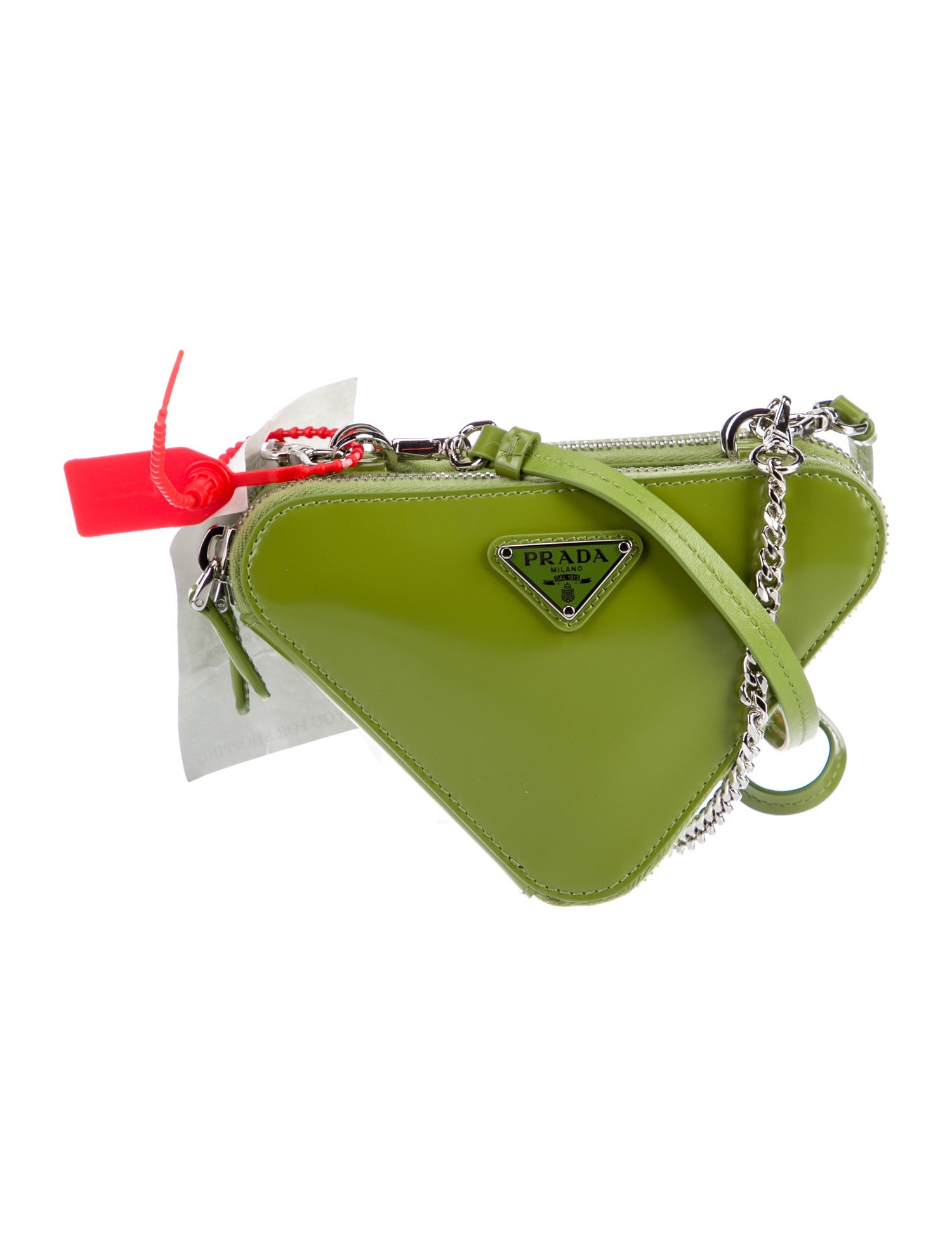 PRADA トライアングルバッグ グリーン triangle 訳あり PRADA トライアングルロゴを立体化した新作バッグを発売