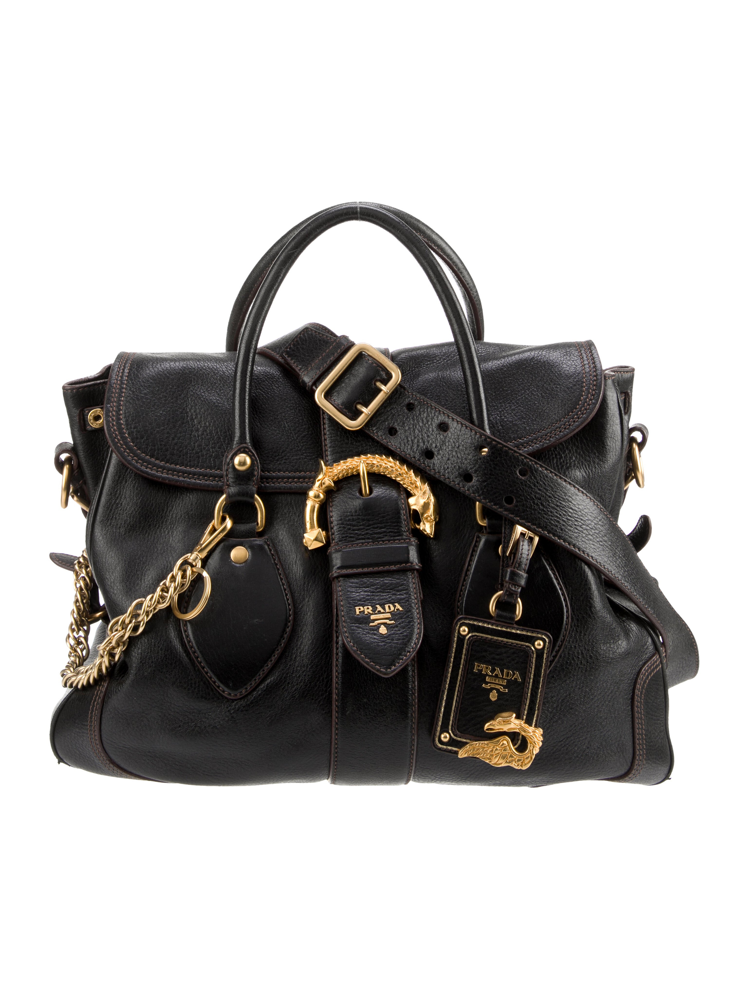 Prada Cervo Dragon Shoulder Bag - Black Shoulder Bags, Handbags