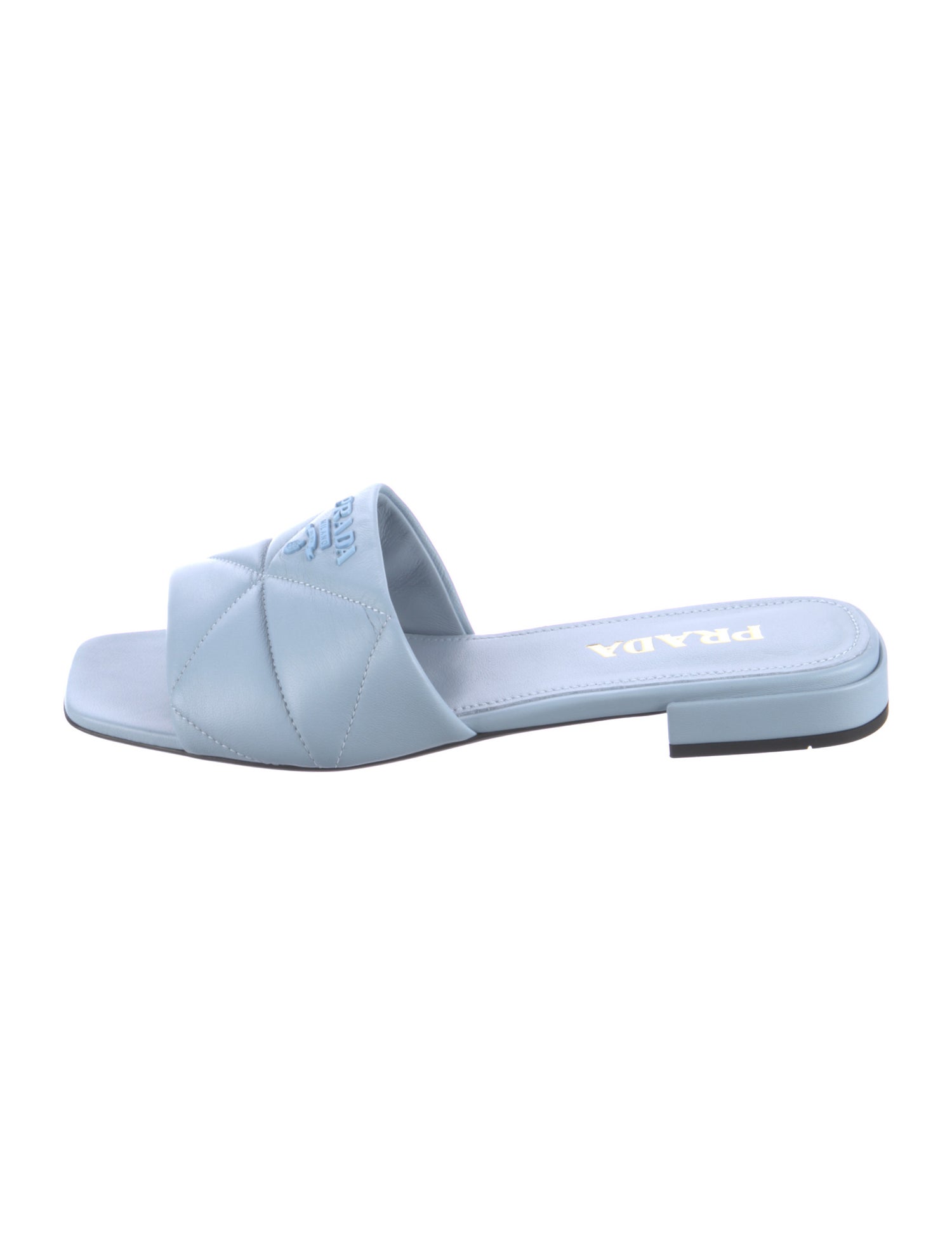 Prada Quilted Pattern Leather Slides - Blue Sandals, Shoes - PRA950097 |  The RealReal