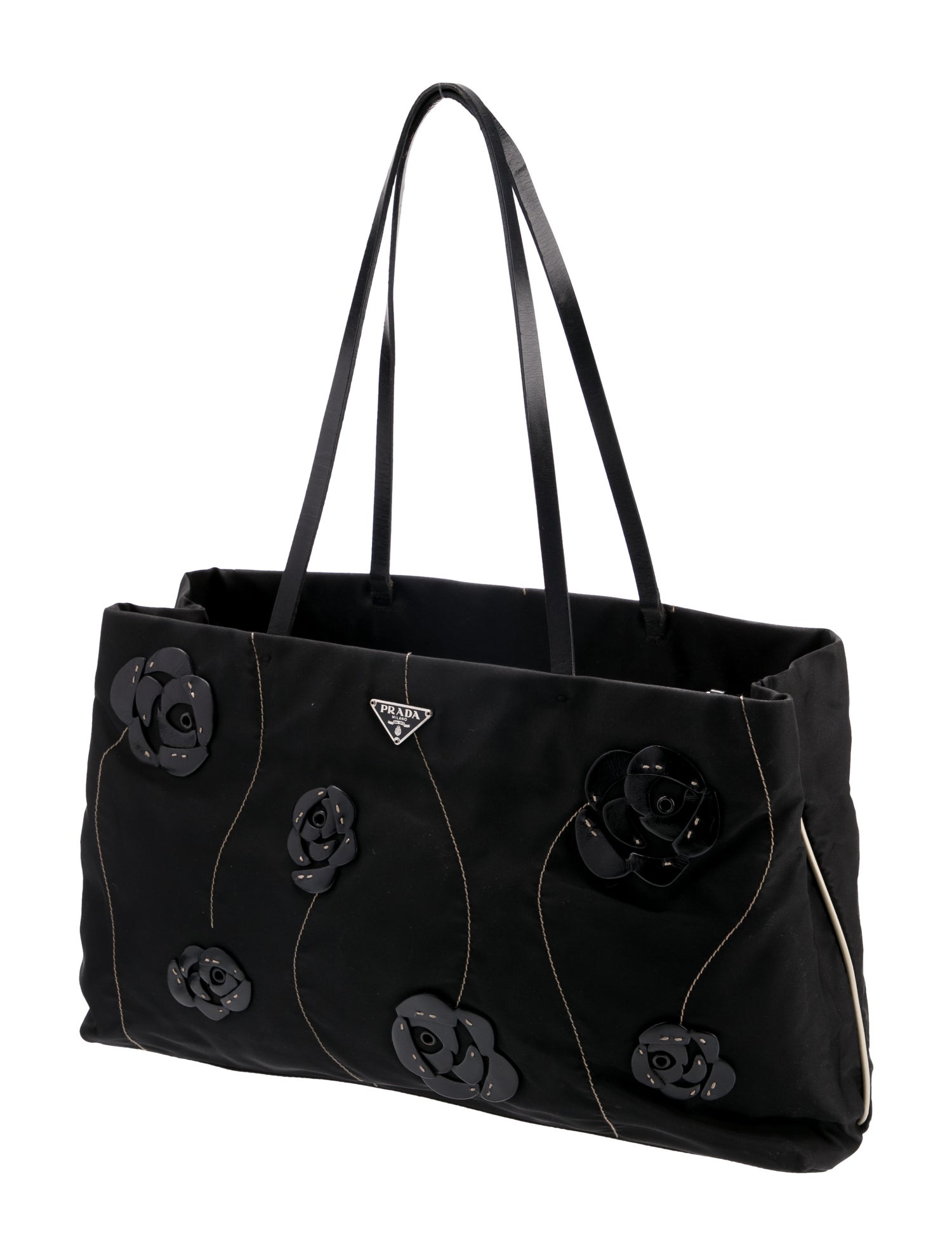 Prada Tessuto Flowers Mini Tote - Black Totes, Handbags