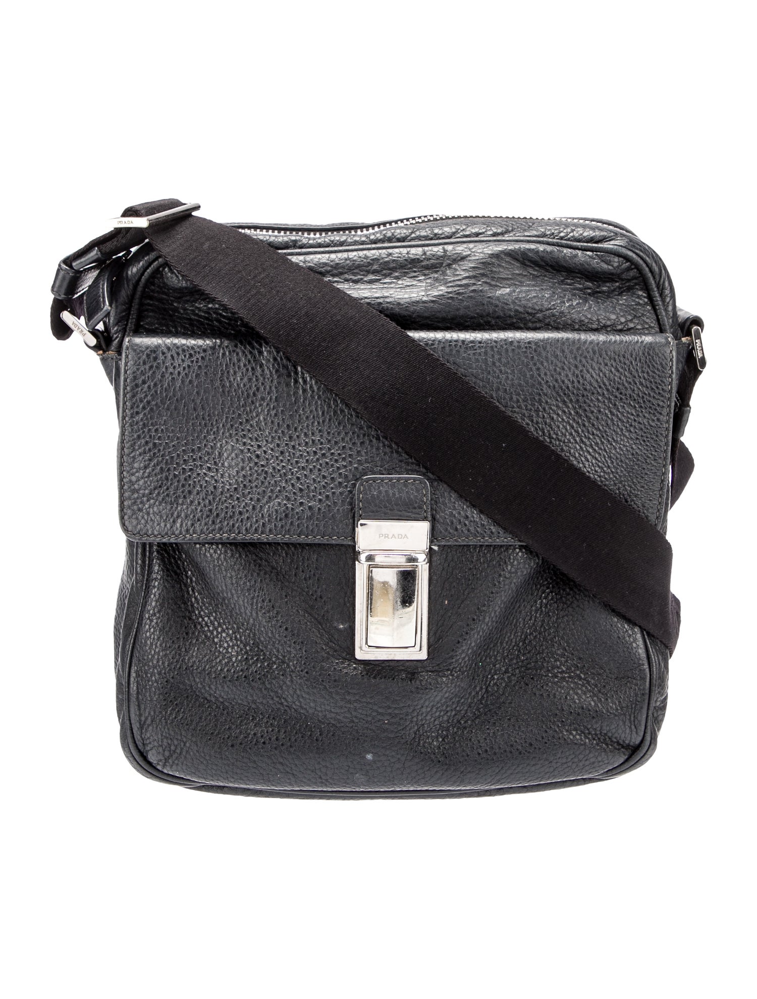 Prada Vitello Daino Messenger Bag Black Crossbody Bags, Handbags