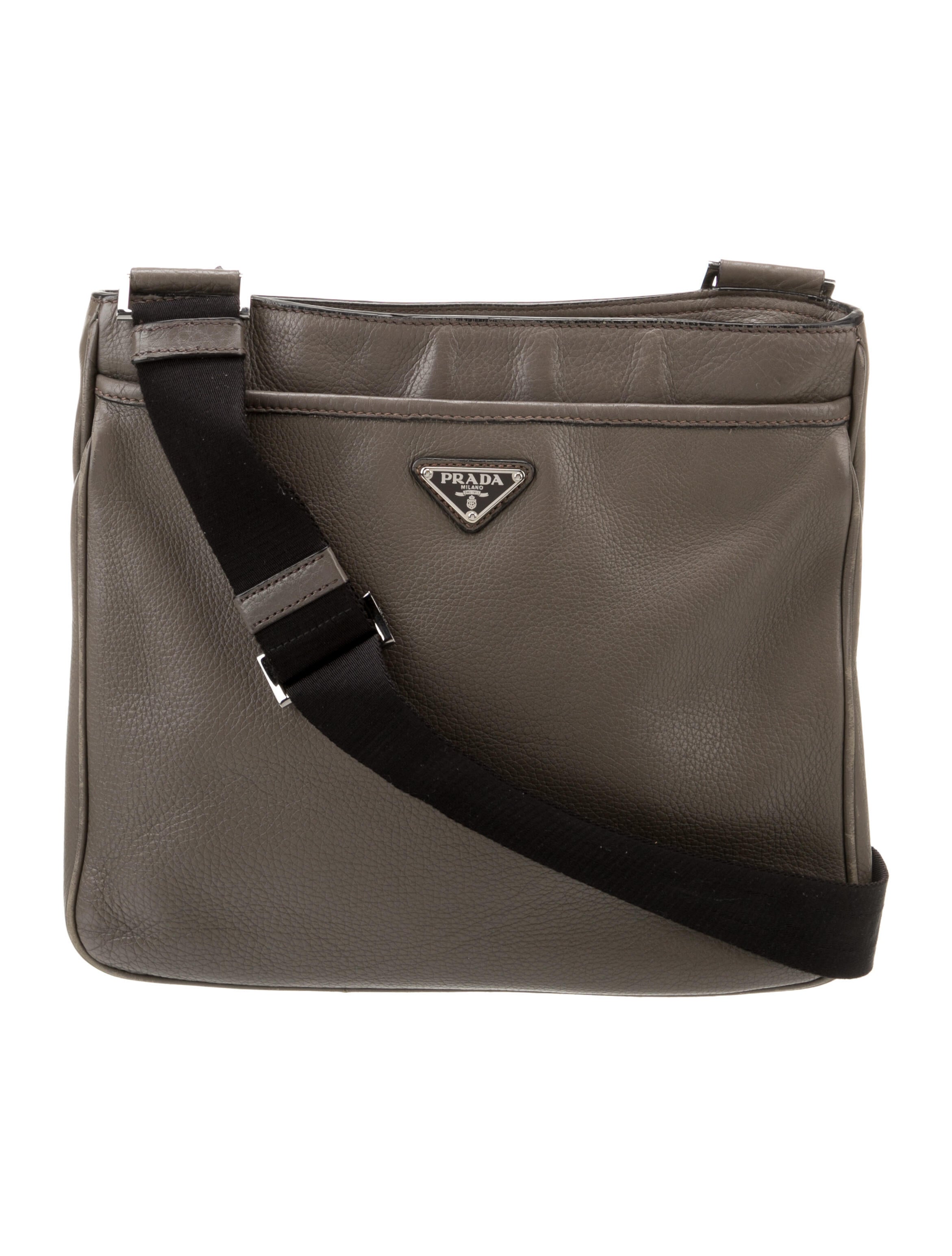 Prada Vitello Daino Messenger Bag Grey Messenger Bags, Bags PRA953896 The RealReal