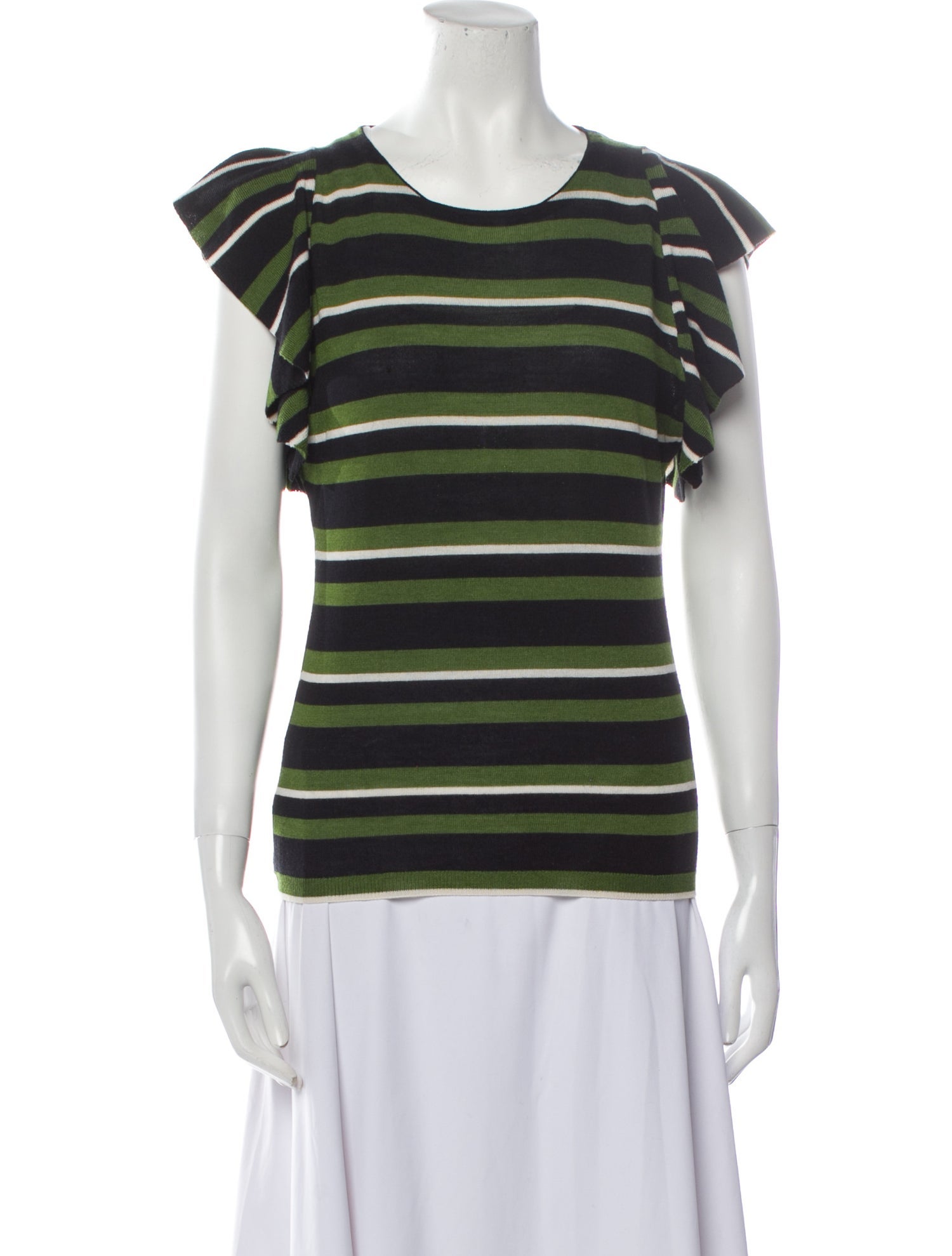 Prada Striped Scoop Neck T-Shirt