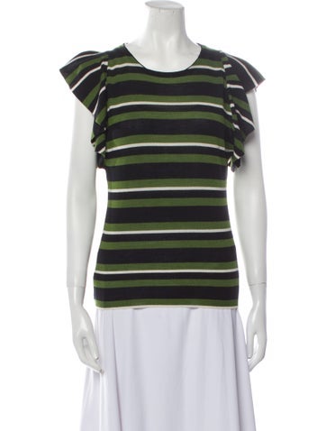 Prada Tops Striped Scoop Neck T-Shirt S