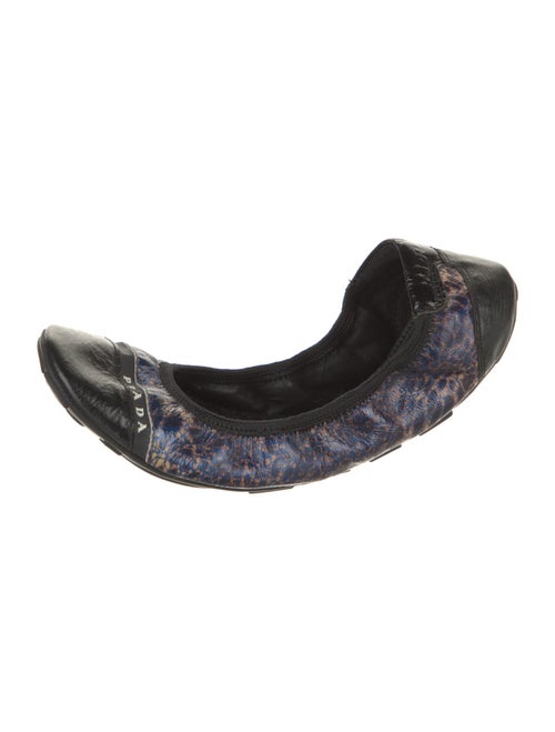 Prada Leather Animal Print Ballet Flats