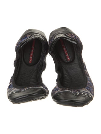 Prada Leather Animal Print Ballet Flats