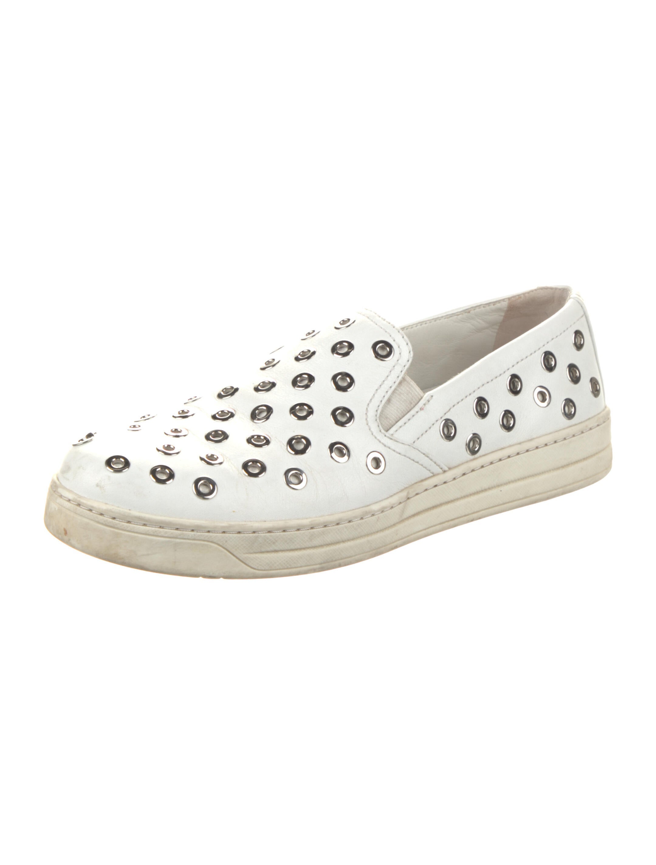 Prada Leather Studded Accents Sneakers