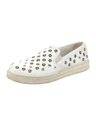 Prada Leather Studded Accents Sneakers