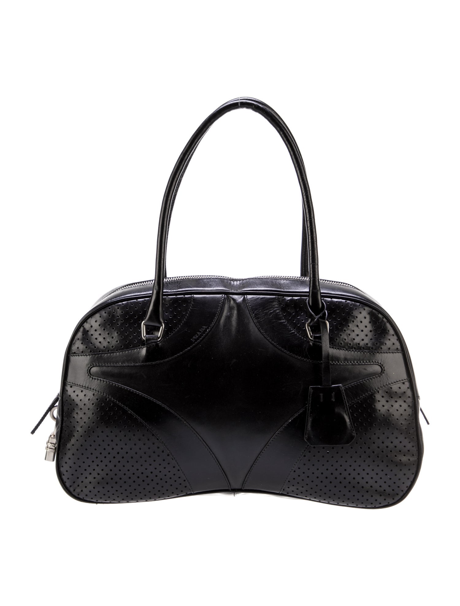 Prada Vitello Drive Bowling Bag - Black Handle Bags