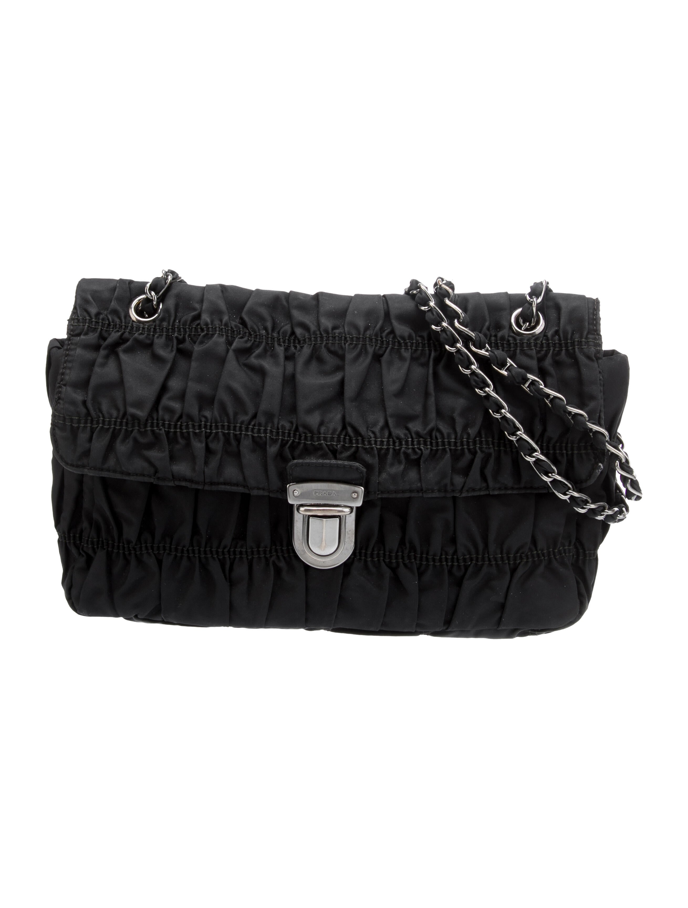 ショルダーバッグ・ポシェット Prada Gaufre Leather Chain Shoulder Bag Black Prada Black Gaufre Leather Small Crossbody Bag – Queen Bee