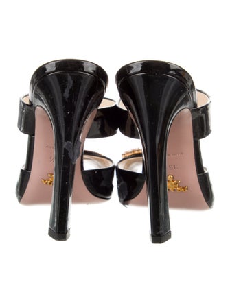 Prada Patent Leather Floral Print Mules