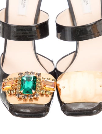Prada Patent Leather Floral Print Mules