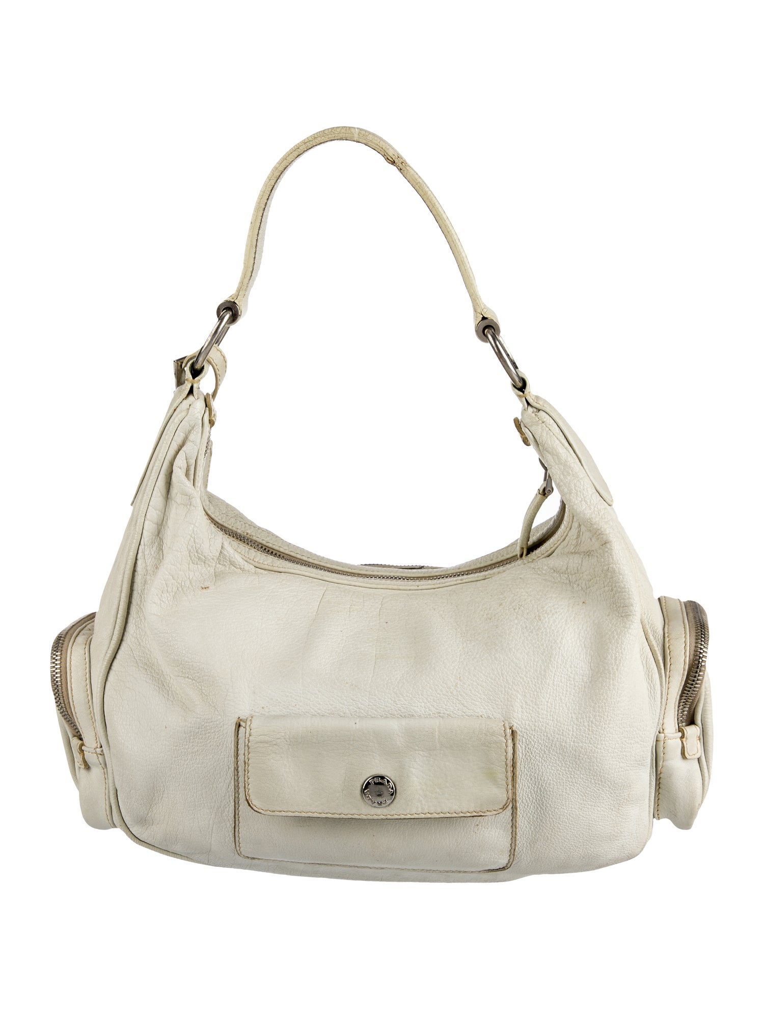 Prada Washed Leather Shoulder Bag - Neutrals Shoulder Bags Prada Washed Leather Shoulder Bag - Neutrals Shoulder Bags