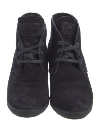 Prada Suede Lace-Up Boots