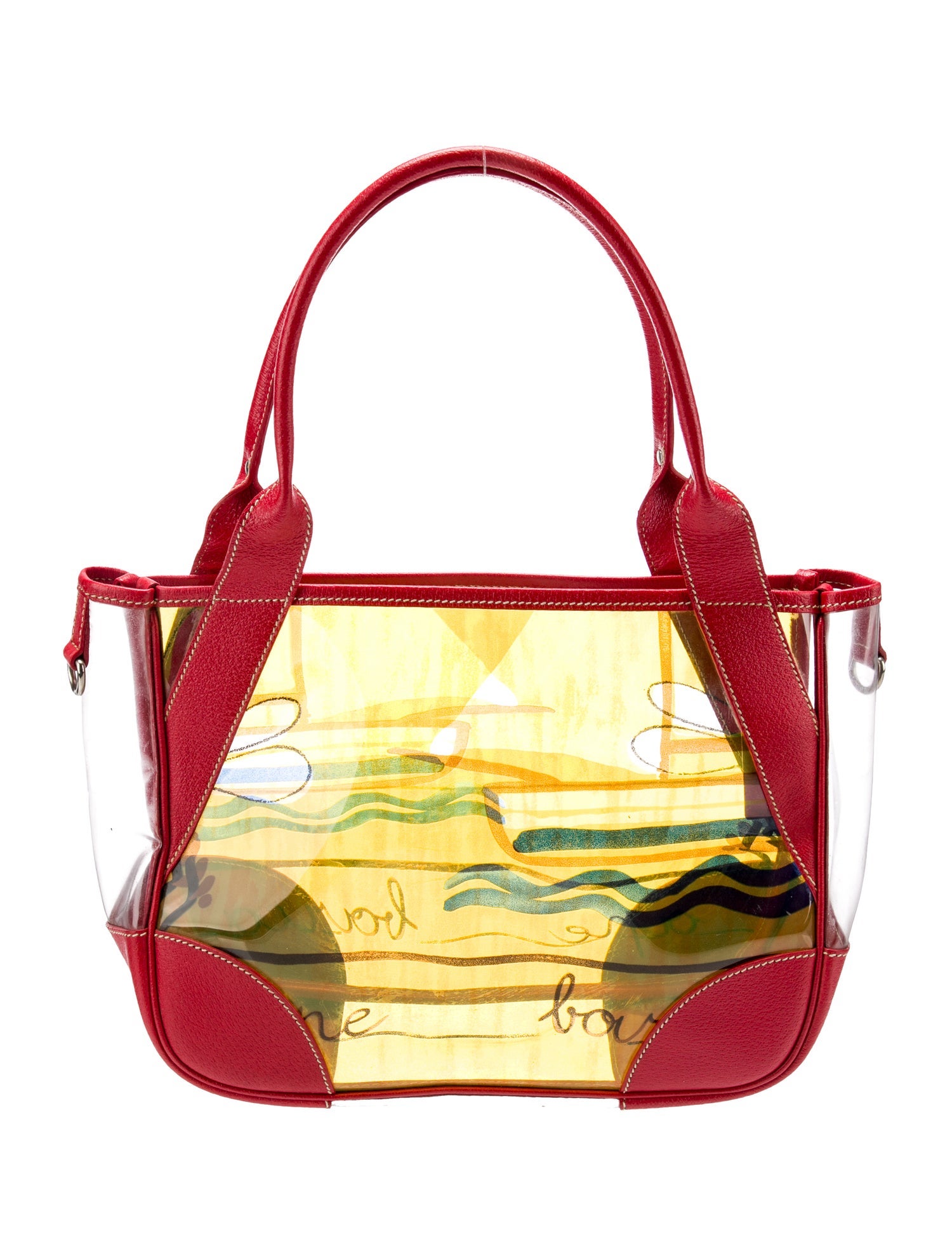 Prada CinghialeTrimmed PVC Beach Tote Red Totes, Handbags