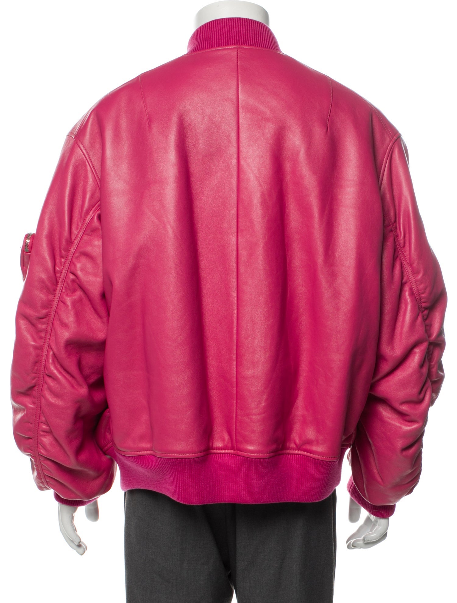 Prada 2021 Enameled Metal Triangle Bomber Jacket - Pink Outerwear