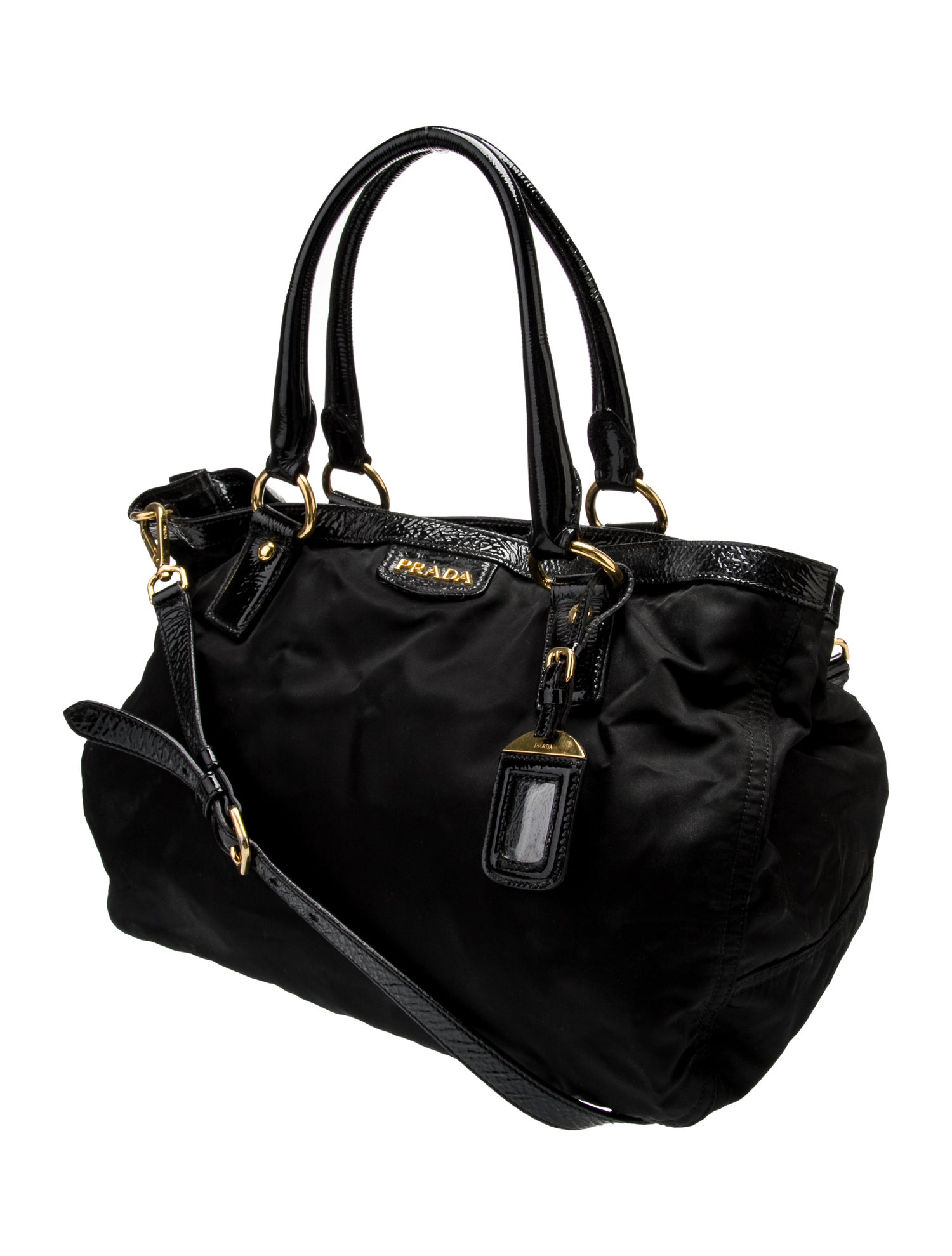 Prada Naplak-Trimmed Tessuto Tote w/ Strap - Black Totes, Handbags