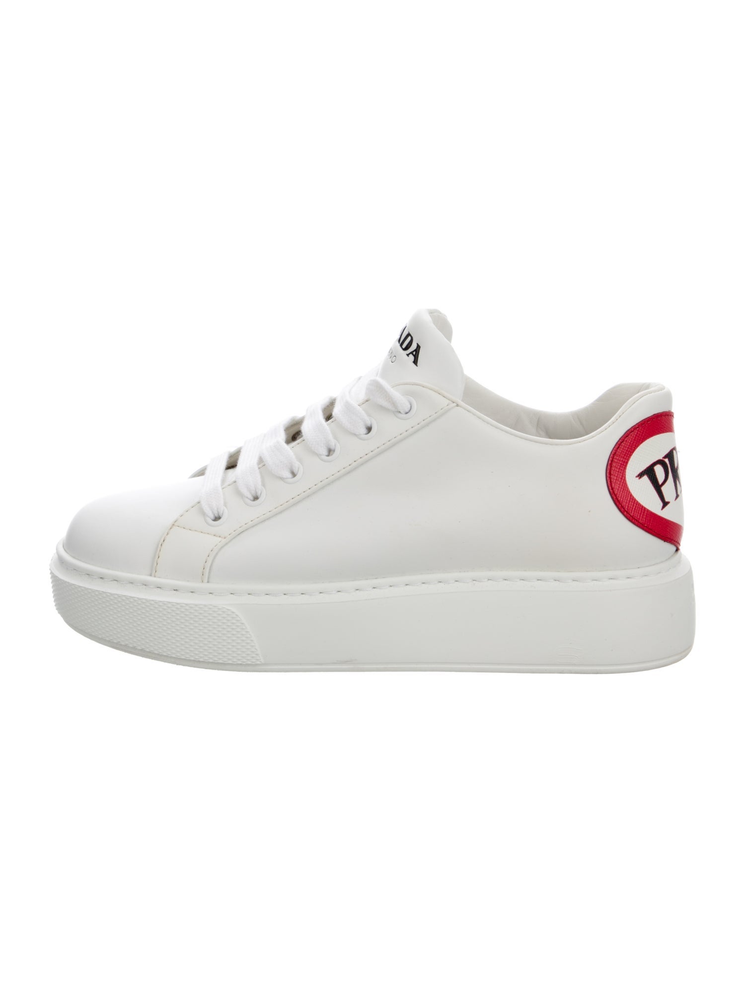スニーカー PRADA White Leather Sneakers Prada - White Patent Leather Low Top Sneaker | Mitchell Stores