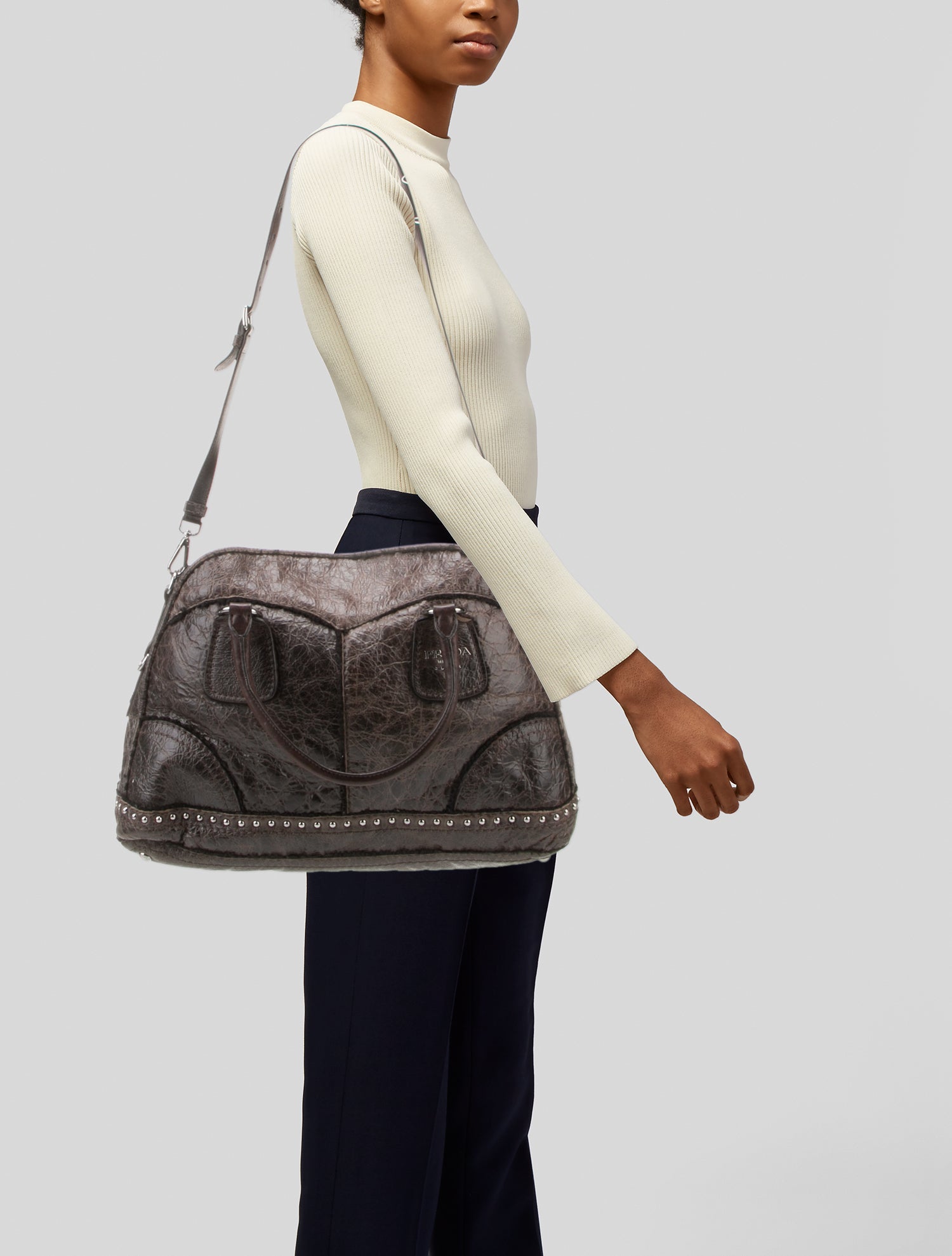 Prada Montone Studded Handle Bag