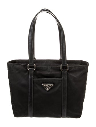 Prada Saffiano-Trimmed Tessuto Tote