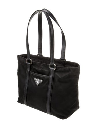 Prada Saffiano-Trimmed Tessuto Tote