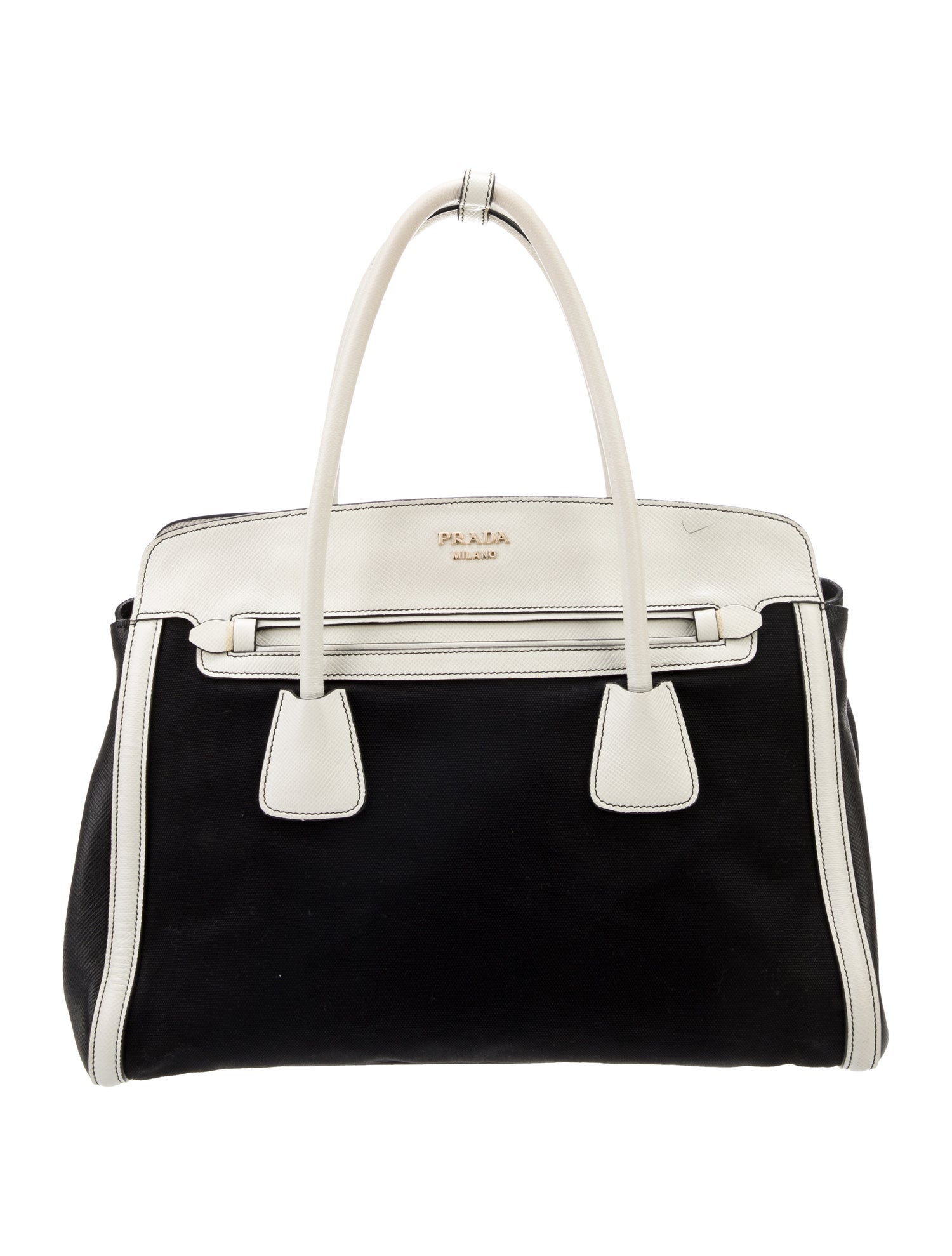 Prada Saffiano Cuir-Trimmed Canapa Tote