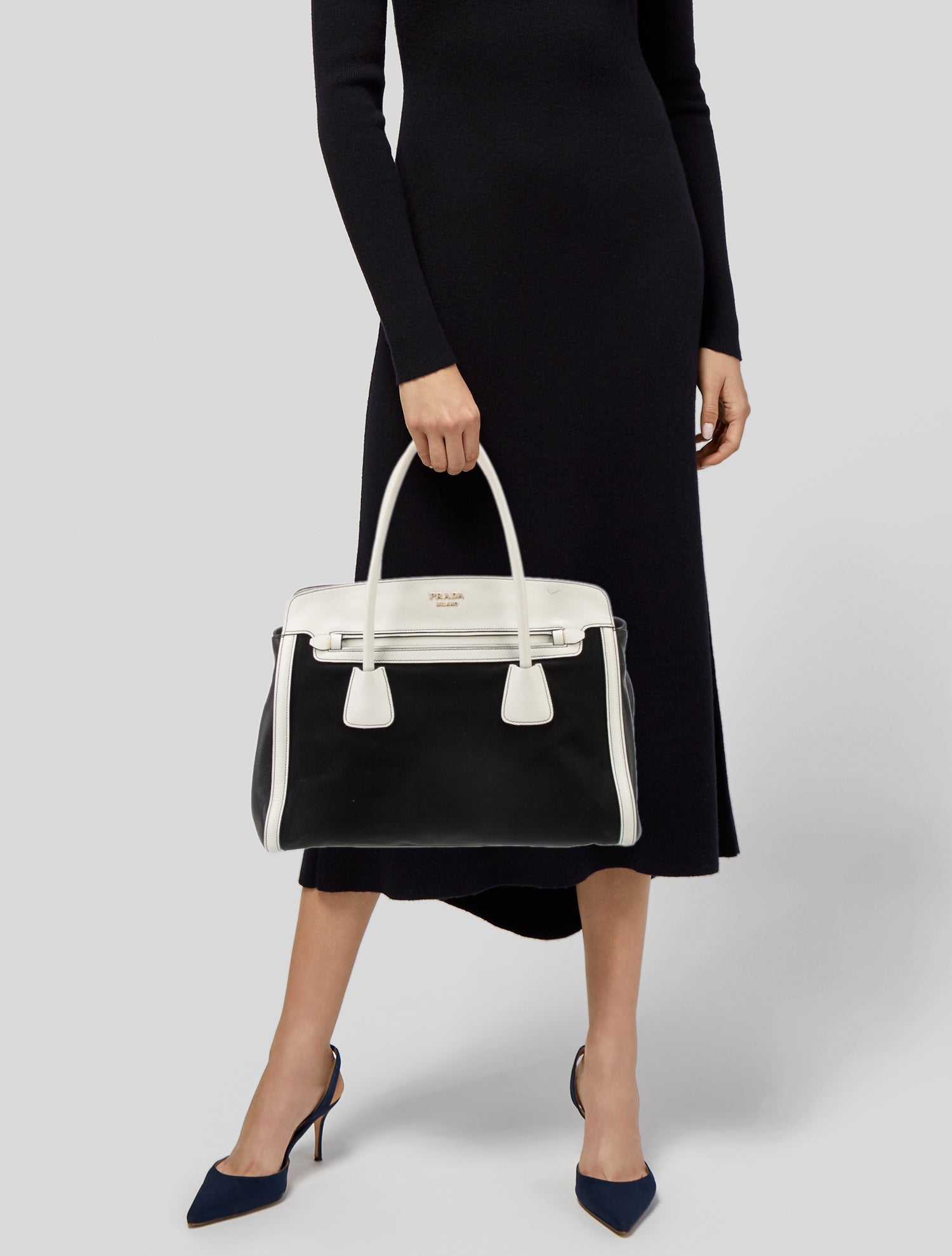 Prada Saffiano Cuir-Trimmed Canapa Tote