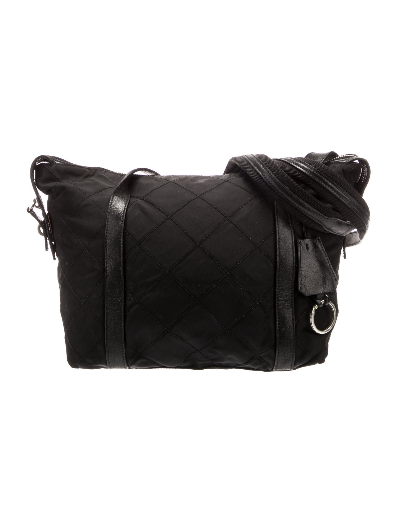 Prada 1998 Tessuto Plex Acrylic Handle Shoulder Bag (L)