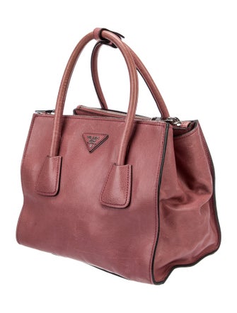 Prada Small Glace Calf Twin Pocket Tote