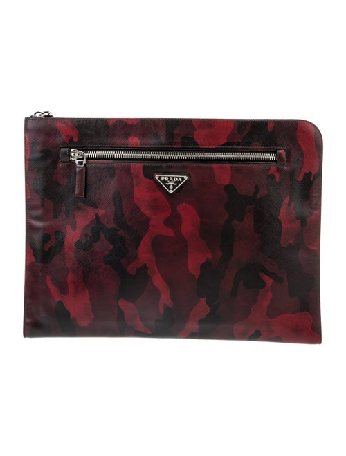 Prada Saffiano Triangle Camo Zip Portfolio