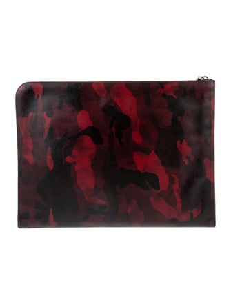 Prada Saffiano Triangle Camo Zip Portfolio