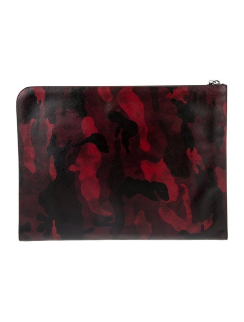 Prada Saffiano Triangle Camo Zip Portfolio
